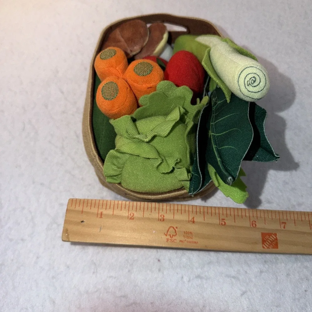 CHILDRENS SOFT PLAY VEGETABLES IN A BASKET TOYS IKEA CARROTS TOMATOES MUSHROOM +